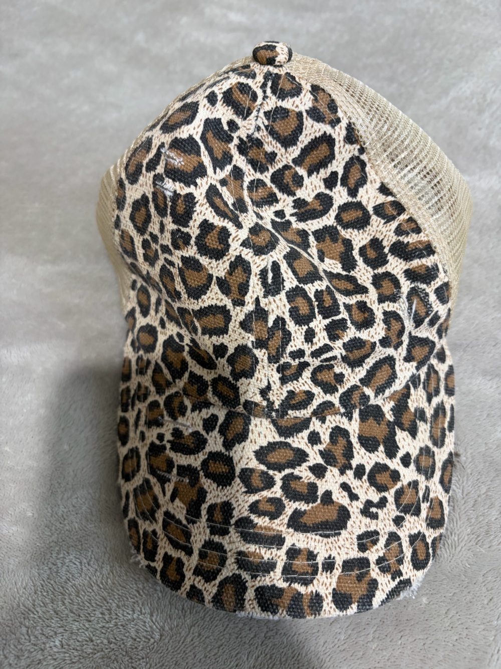 Leopard Print Distressed Trucker Hat